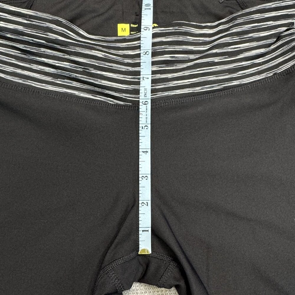 Xersion Black Striped Cropped Activewear Pants Womens Size M Stretch Yoga Mesh - Picture 11 of 16